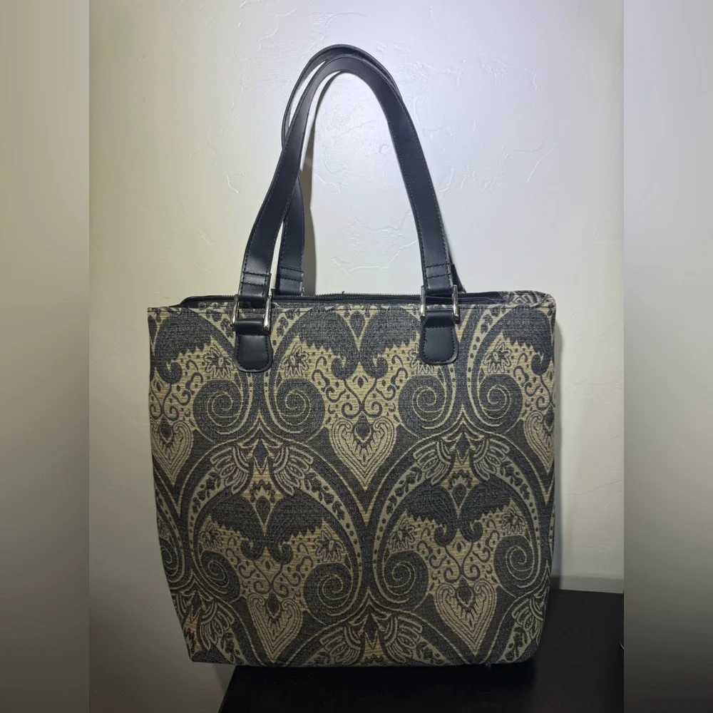 ~13” Liz Claiborne Work Bag Randa Luggage Laptop Tote Fabric Blue‎ & Gray